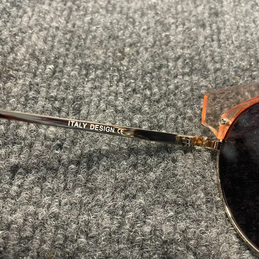 Ducktail Cat Eye Polarized Sunglasses Gold Holographic Crystal